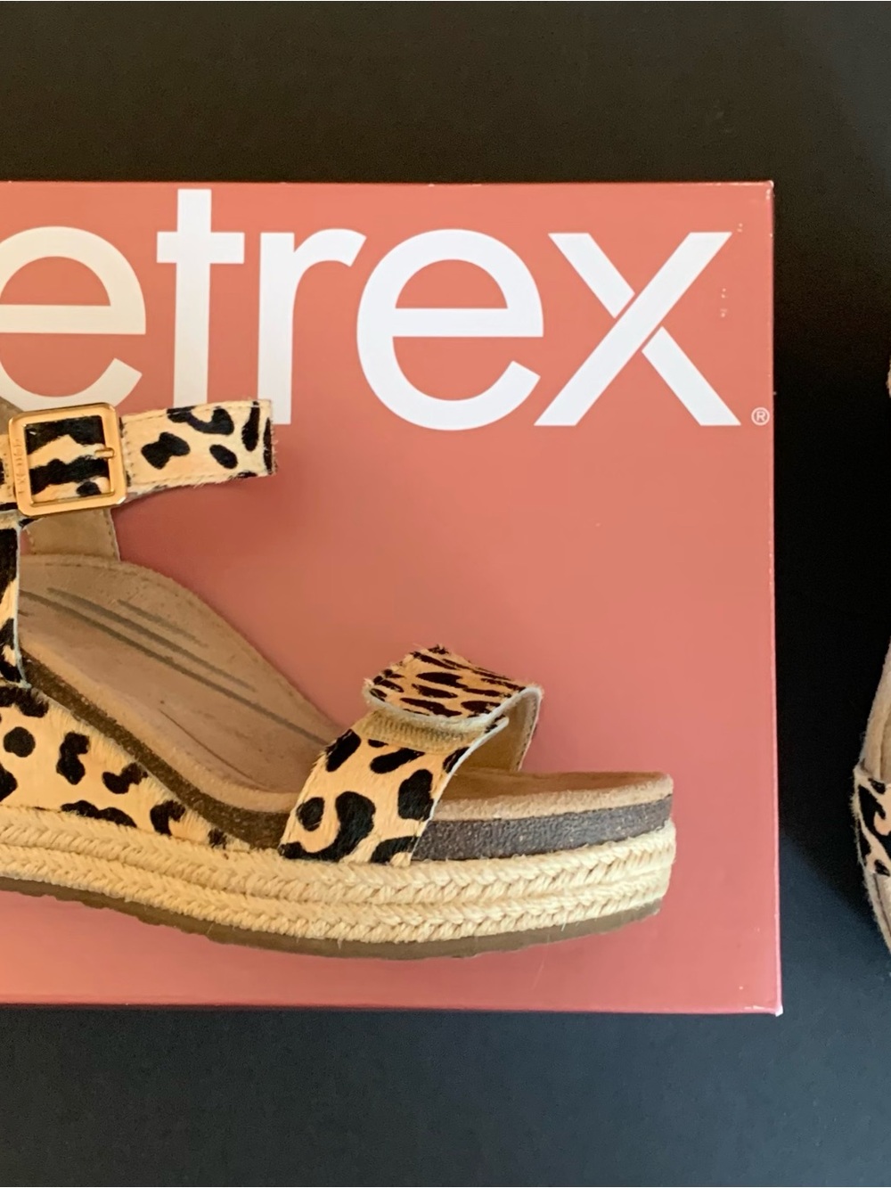 Aetrex Leopard Print Wedge Espadrille Sandals - Brown Black Size 7 - Picture 6 of 12